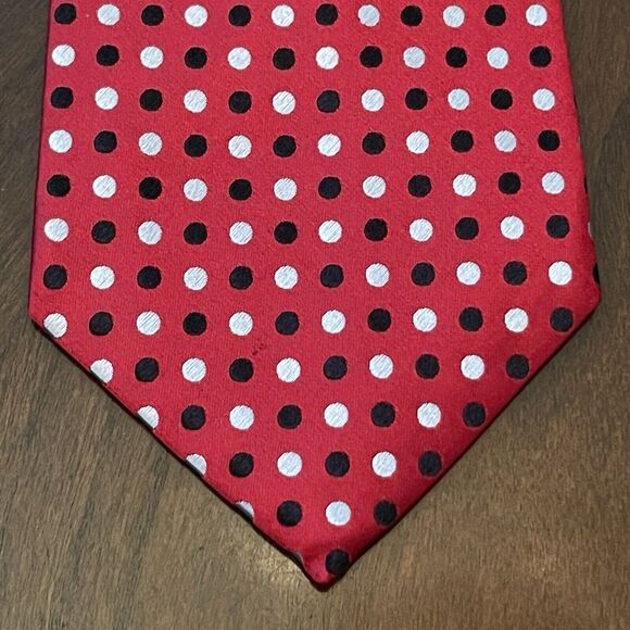 Geoffrey Beene Red Black Hand Made 100% Silk Men’s Neck Tie Made In China - Picture 1 of 9